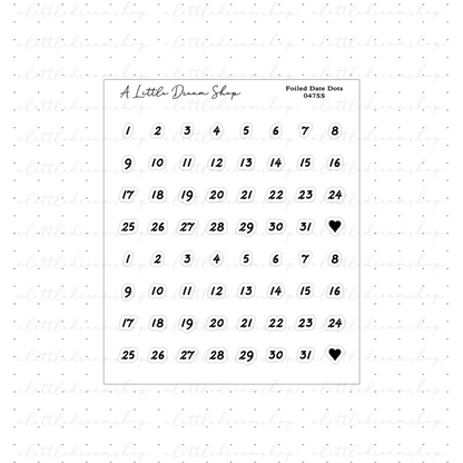 Date Dots - Foiled Stickers Sheet