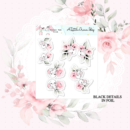Floral Tab Foiled - Characters Stickers Sheet