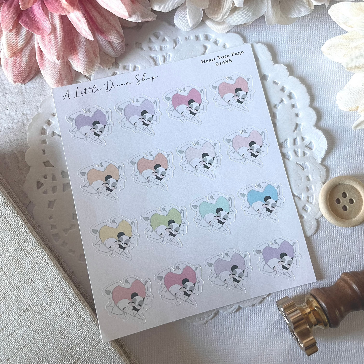 Heart Torn Page - Stickers Sheet