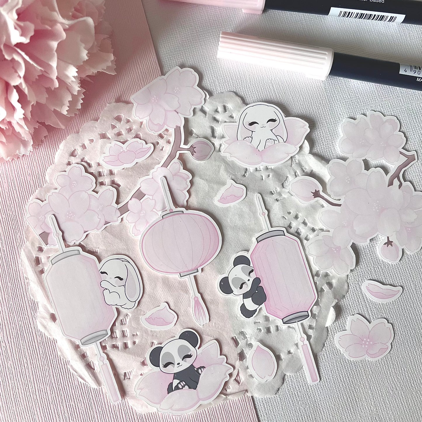Cherry Blossom Stickers Set - Angèly And Cookie