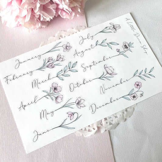 Monthly Florals SPRING COLLECTION - Funcitonal Stickers Sheet