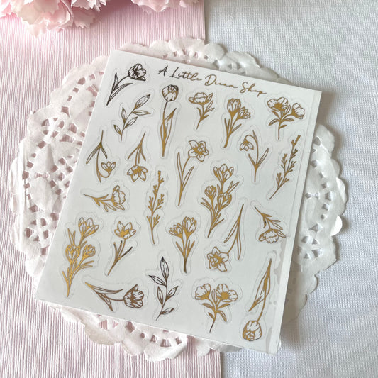 Florals SPRING COLLECTION - Foiled Stickers Sheet