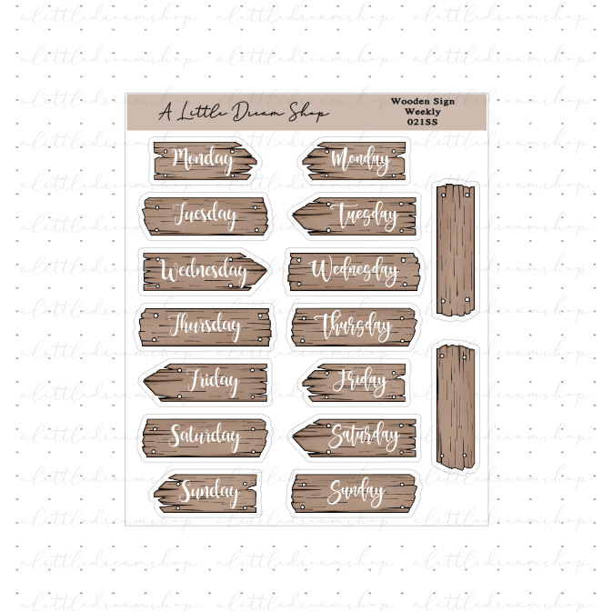 Wooden Sign Weekly - Functional Stickers Sheet