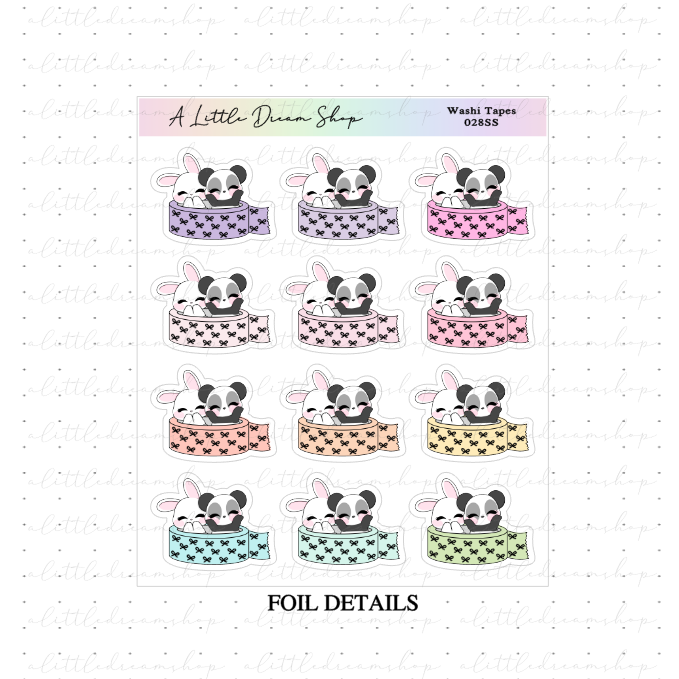 Washi tapes Foiled - Characters Stickers Sheet
