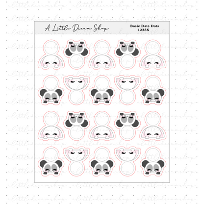 Basic Date Dots - Characters Stickers Sheet