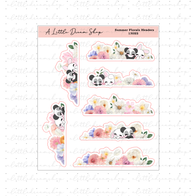 Summer Floral Headers - Stickers Sheet