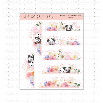 Summer Floral Headers - Stickers Sheet