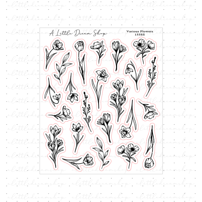 Various Flowers - Foiled Stickers Sheet