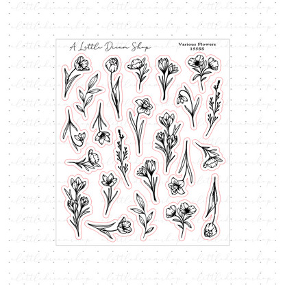 Various Flowers - Foiled Stickers Sheet