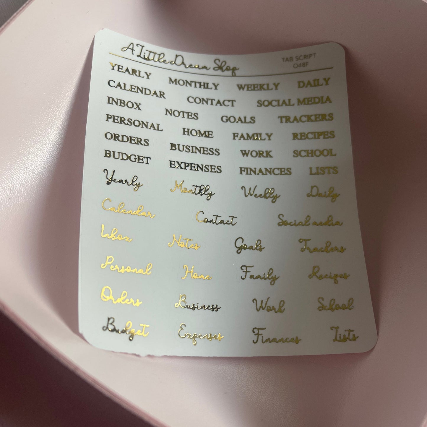 Tabs Scripts - Foiled Stickers Sheet
