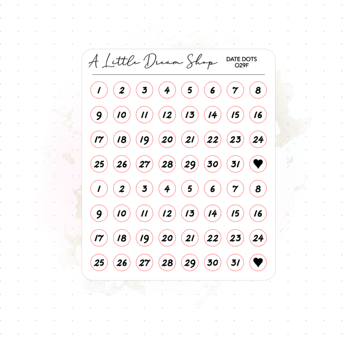 Date Dots - Foiled Stickers Sheet