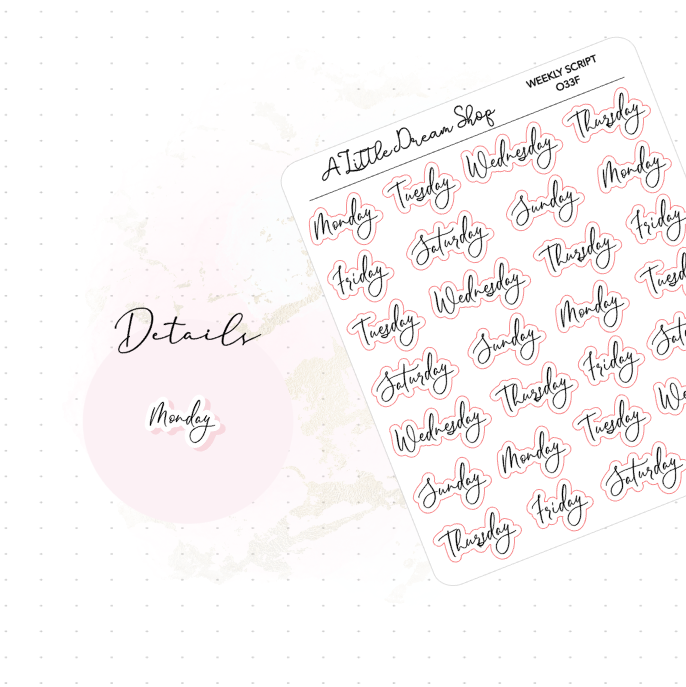 Weekly Scripts - Foiled Stickers Sheet