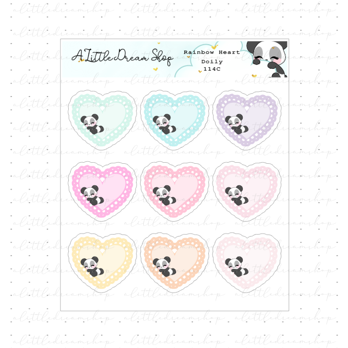 Rainbow Heart Doily -  Functional Stickers Sheet