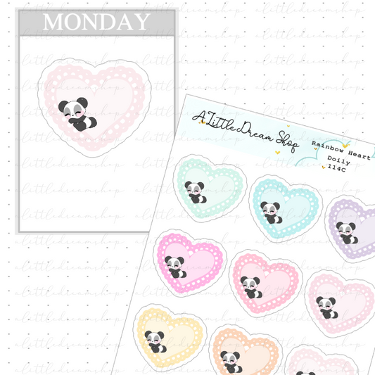 Rainbow Heart Doily -  Functional Stickers Sheet