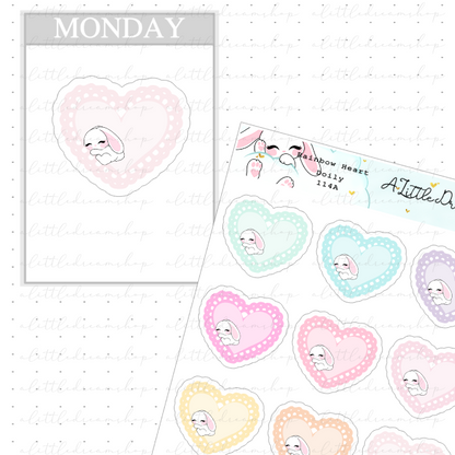 Rainbow Heart Doily -  Functional Stickers Sheet