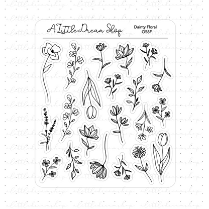 Dainty Floral - Foiled Stickers Sheet