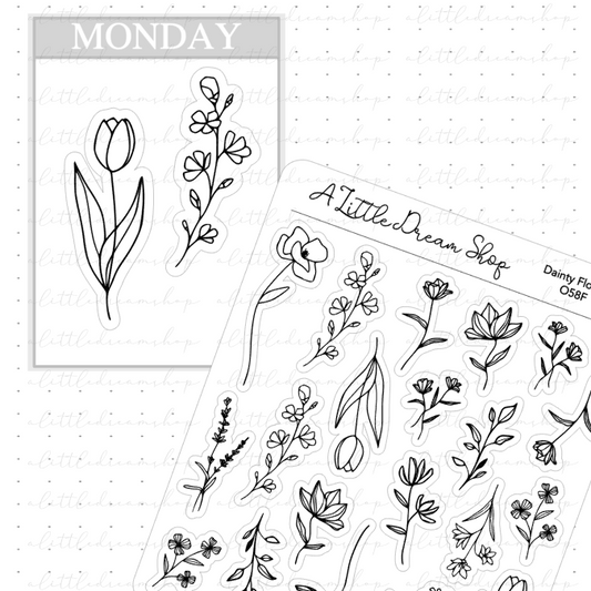 Dainty Floral - Foiled Stickers Sheet